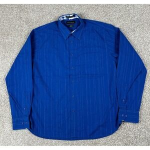 Paul Frederick Shirt Mens‎ Large Blue Striped Button Up Long Sleeve Slim Fit